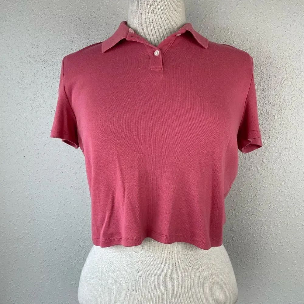 American Eagle Cropped Polo Top Size L EUC